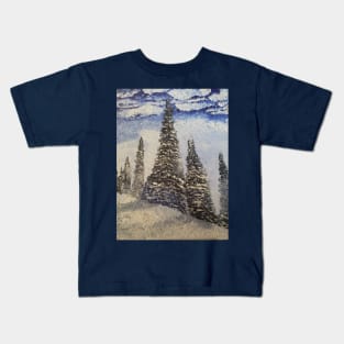 Winter Forest oil painting by Tabitha Kremesec Kids T-Shirt